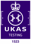 UKAS Accreditation Symbol - white on purple - Testing